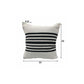 22" White And Black Striped Cotton Throw Pillow Cover