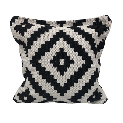 20" Black And White Geometric Polyester Blend Throw Pillow Cover