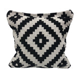 20" Black And White Geometric Polyester Blend Throw Pillow Cover