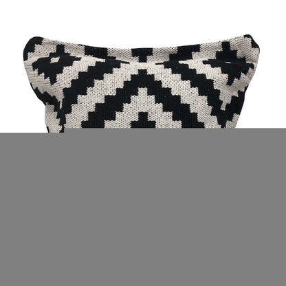 20" Black And White Geometric Polyester Blend Throw Pillow Cover