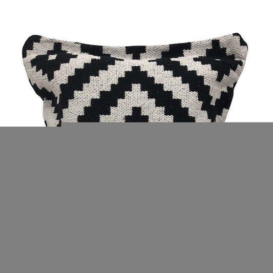 20" Black And White Geometric Polyester Blend Throw Pillow Cover