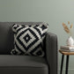 20" Black And White Geometric Polyester Blend Throw Pillow Cover