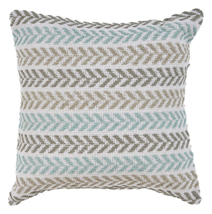 18" Gray And Blue Beach Chevron Cotton Throw Pillow Cover