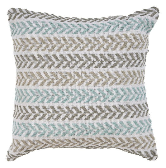 18" Gray And Blue Beach Chevron Cotton Throw Pillow Cover