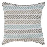 18" Gray And Blue Beach Chevron Cotton Throw Pillow Cover