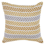 18" Yellow And Gray Beach Chevron Cotton Throw Pillow Cover