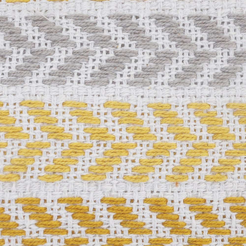 18" Yellow And Gray Beach Chevron Cotton Throw Pillow Cover