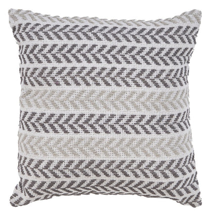 18" Gray And White Beach Chevron Cotton Throw Pillow Cover