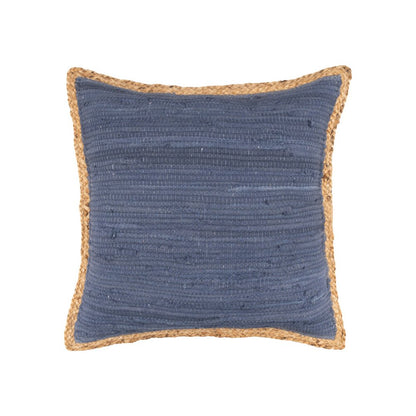 20" Blue And Tan Beach Cotton Blend Throw Pillow Cover
