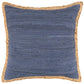 20" Blue And Tan Beach Cotton Blend Throw Pillow Cover