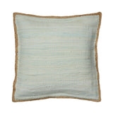 20" Blue And Tan Beach Cotton Blend Throw Pillow Cover