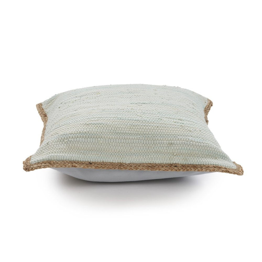 20" Blue And Tan Beach Cotton Blend Throw Pillow Cover with Texture