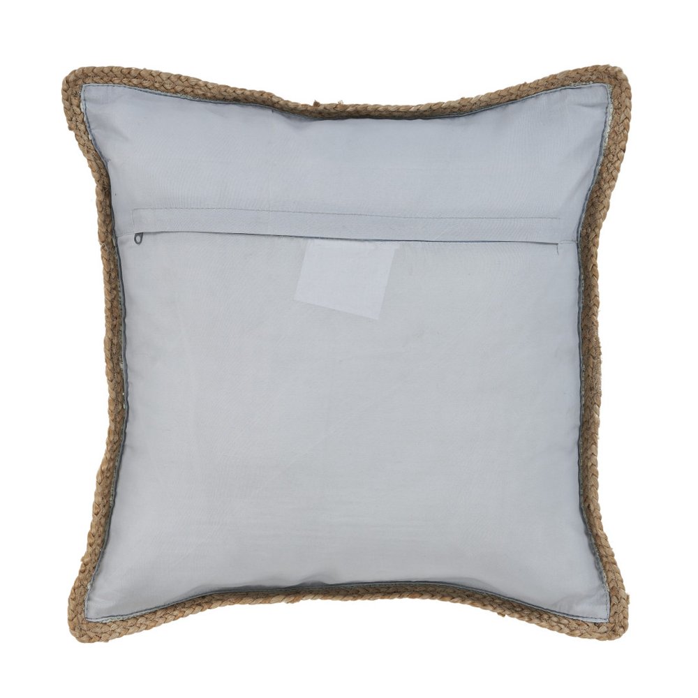 20" Blue And Tan Beach Cotton Blend Throw Pillow Cover