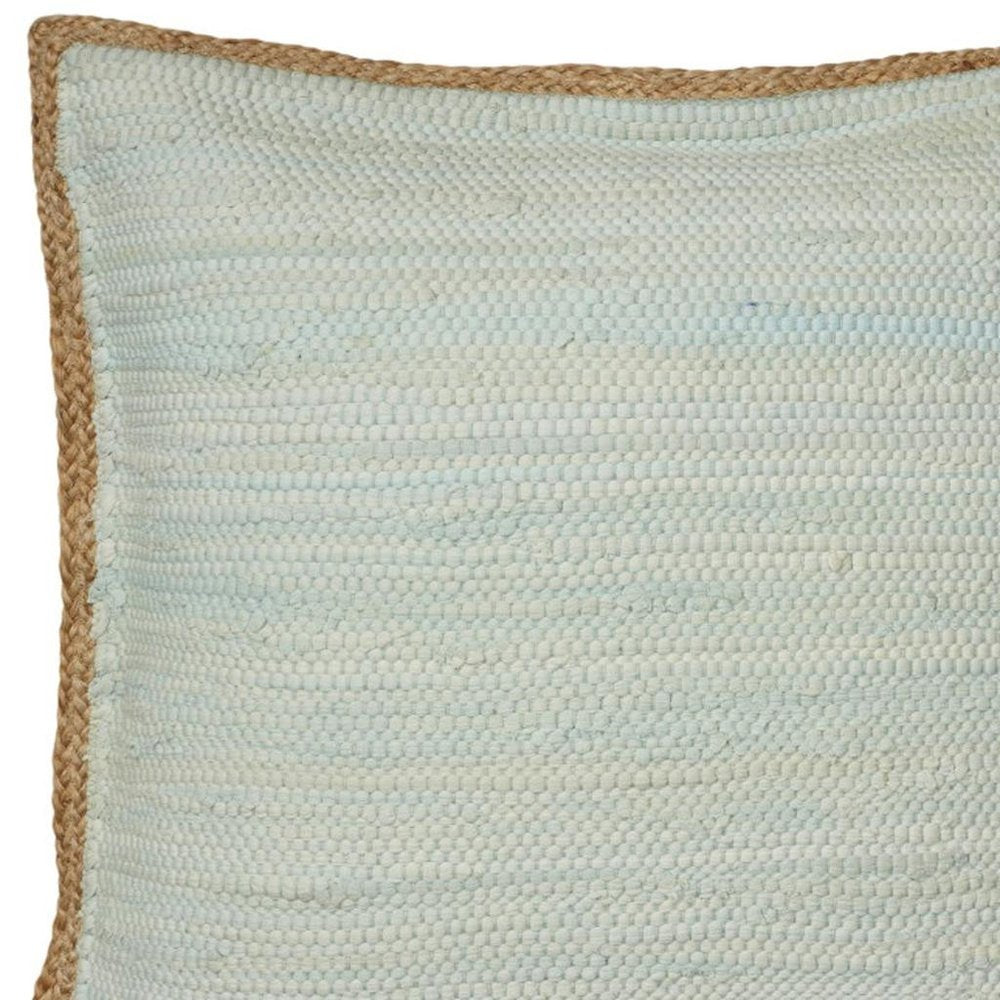 20" Blue And Tan Beach Cotton Blend Throw Pillow Cover