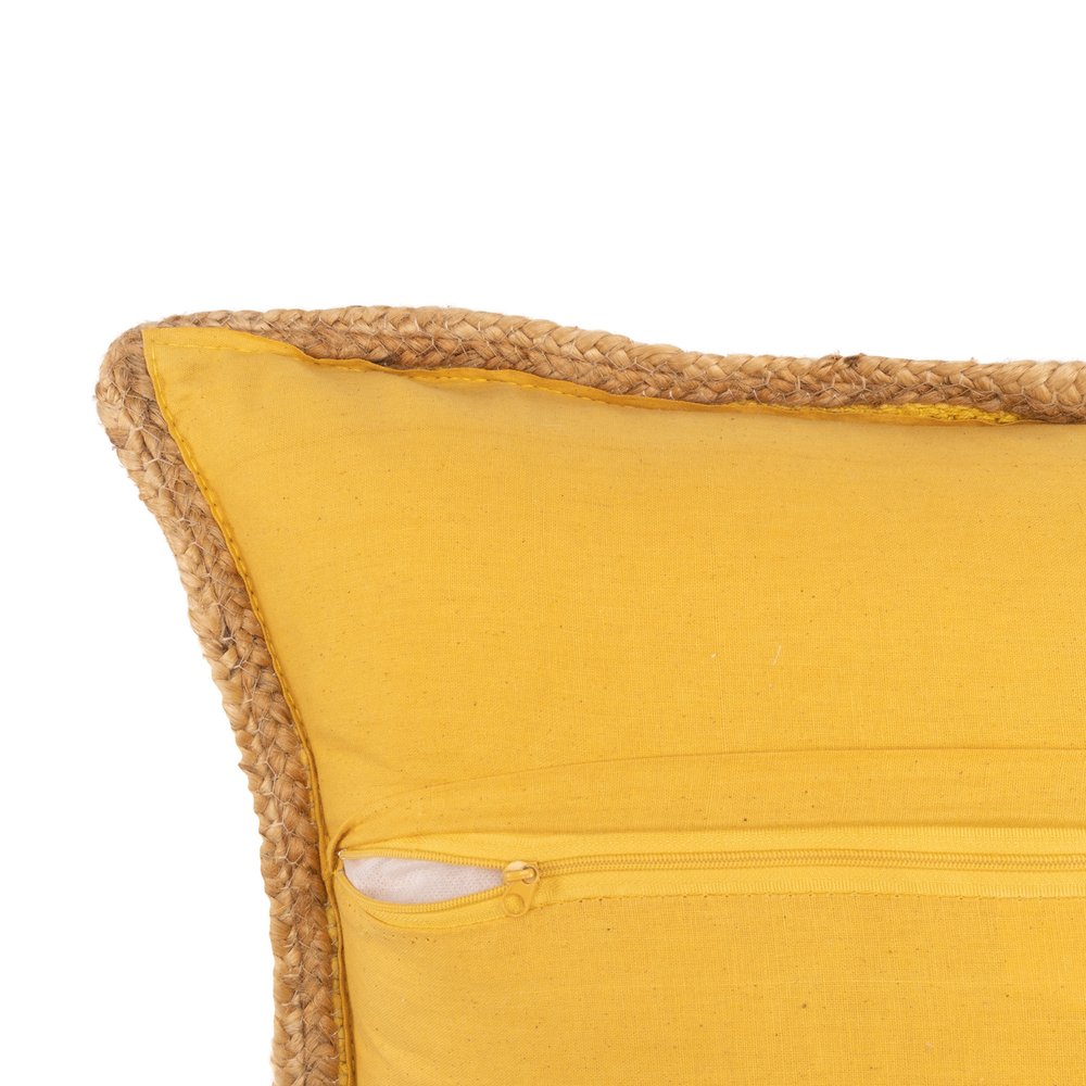 20" Yellow And Tan Beach Cotton Blend Throw Pillow Cover