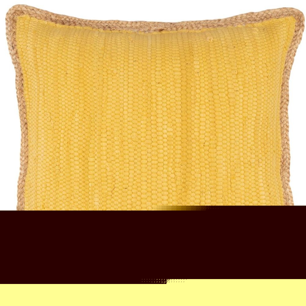 20" Yellow And Tan Beach Cotton Blend Throw Pillow Cover