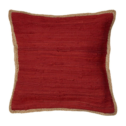 20" Red And Tan Beach Cotton Blend Throw Pillow Cover