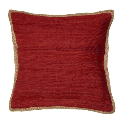 20" Red And Tan Beach Cotton Blend Throw Pillow Cover with Texture