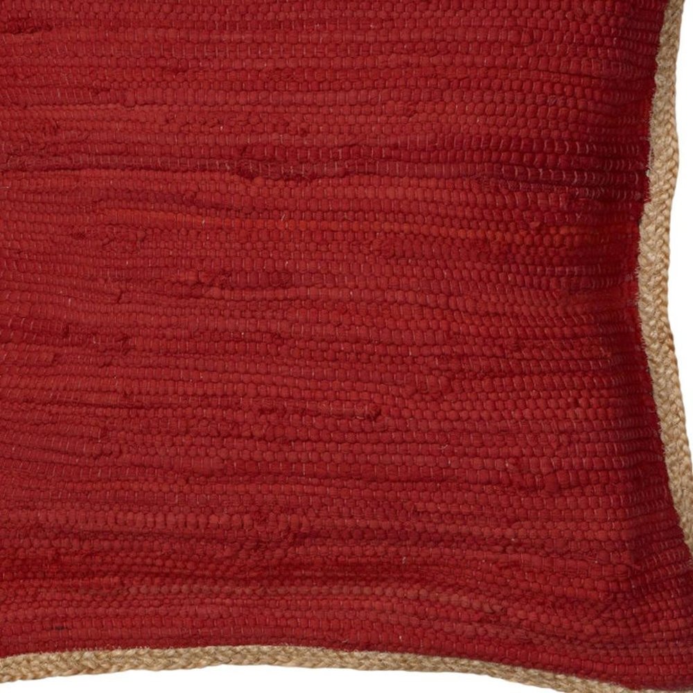 20" Red And Tan Beach Cotton Blend Throw Pillow Cover with Texture