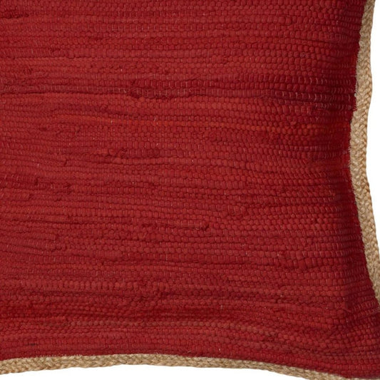 20" Red And Tan Beach Cotton Blend Throw Pillow Cover with Texture