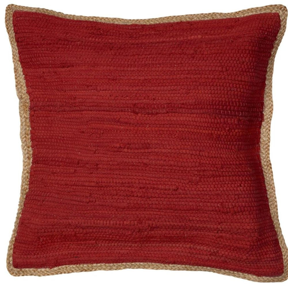 20" Red And Tan Beach Cotton Blend Throw Pillow Cover