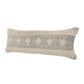 14" X 36" Black And Cream Lumbar Geometric Cotton Throw Pillow Cover with Fringe And Texture