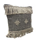 20" Black And Cream Geometric Cotton Throw Pillow Cover with Fringe And Texture