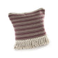 20" Red And Black Striped Cotton Throw Pillow Cover with Fringe And Texture