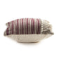 20" Red And Black Striped Cotton Throw Pillow Cover with Fringe And Texture