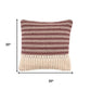 20" Red And Black Striped Cotton Throw Pillow Cover