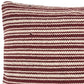 20" Red And Black Striped Cotton Throw Pillow Cover with Fringe And Texture
