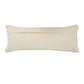 14" X 36" Ivory And Gray Lumbar Striped Cotton Throw Pillow Cover with Fringe And Texture