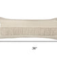 14" X 36" Ivory And Gray Lumbar Striped Cotton Throw Pillow Cover with Fringe And Texture