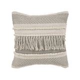20" Ivory And Gray Striped Cotton Throw Pillow Cover