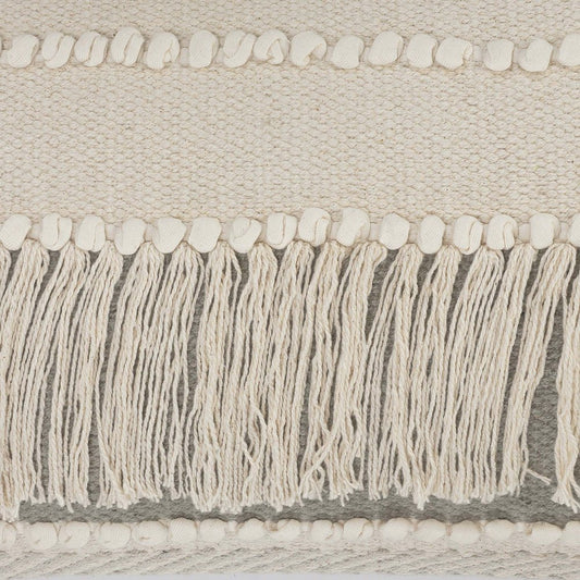 20" Ivory And Gray Striped Cotton Throw Pillow Cover