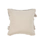 20" Beige And Black Striped Cotton Throw Pillow Cover with Fringe And Texture