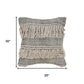 20" Beige And Black Striped Cotton Throw Pillow Cover with Fringe And Texture
