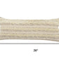14" X 36" Cream And Gray Lumbar Striped Cotton Throw Pillow Cover with Fringe And Texture