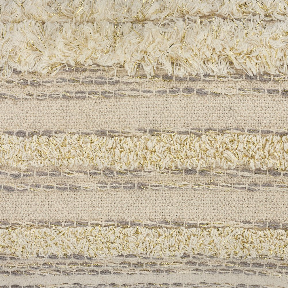 20" Cream And Gray Striped Cotton Throw Pillow Cover