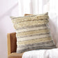 20" Cream And Gray Striped Cotton Throw Pillow Cover with Fringe And Texture
