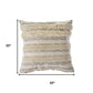 20" Cream And Gray Striped Cotton Throw Pillow Cover