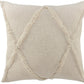 20" Beige And Cream Diamond Cotton Throw Pillow Cover