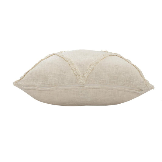 20" Beige Diamond Cotton Throw Pillow Cover with Tufts And Texture