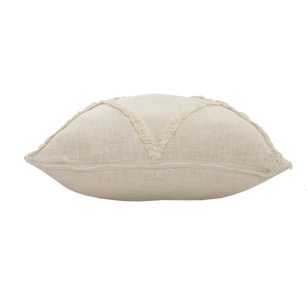 20" Beige Diamond Cotton Throw Pillow Cover with Tufts And Texture
