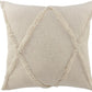26" Beige Floor Diamond Cotton Throw Pillow Cover with Tufts And Texture
