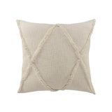 26" Beige And Cream Floor Diamond Cotton Throw Pillow Cover