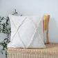 26" Beige Floor Diamond Cotton Throw Pillow Cover with Tufts And Texture