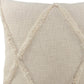 26" Beige Floor Diamond Cotton Throw Pillow Cover with Tufts And Texture