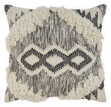 20" Black And White Geometric Wool Blend Throw Pillow Cover