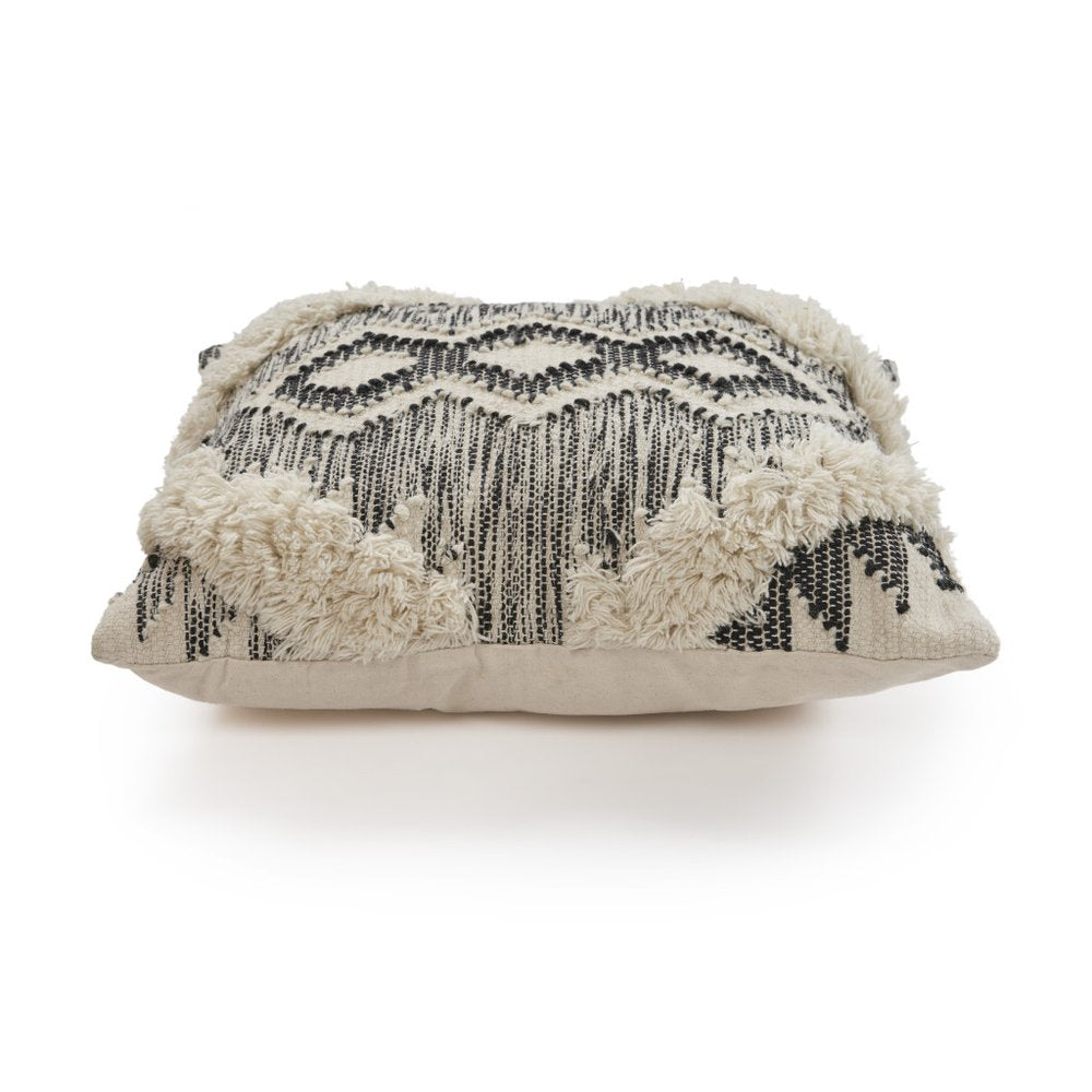 20" Black And White Geometric Wool Blend Throw Pillow Cover